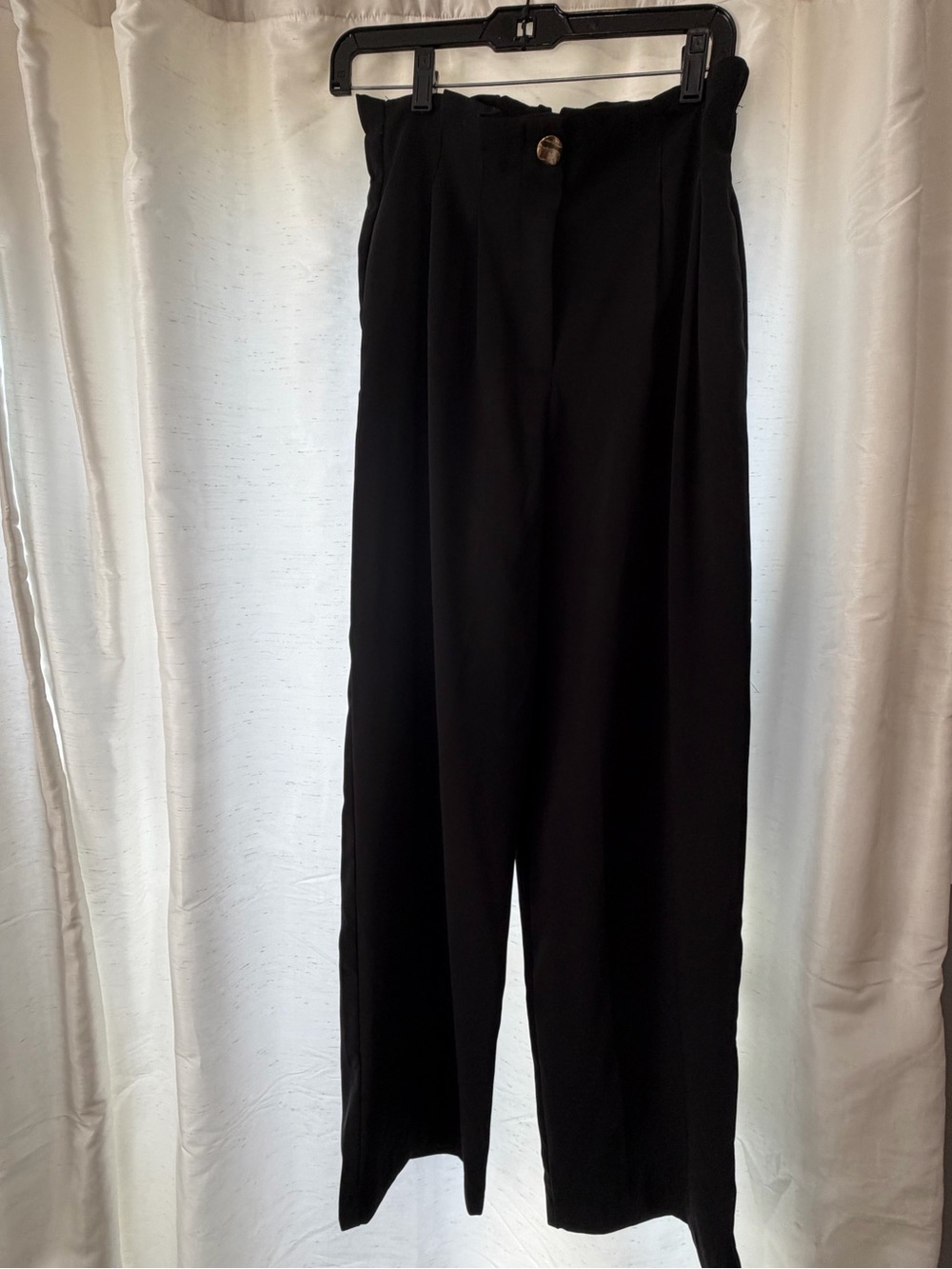 Zara Wide Leg Black Elastic Waist Pants